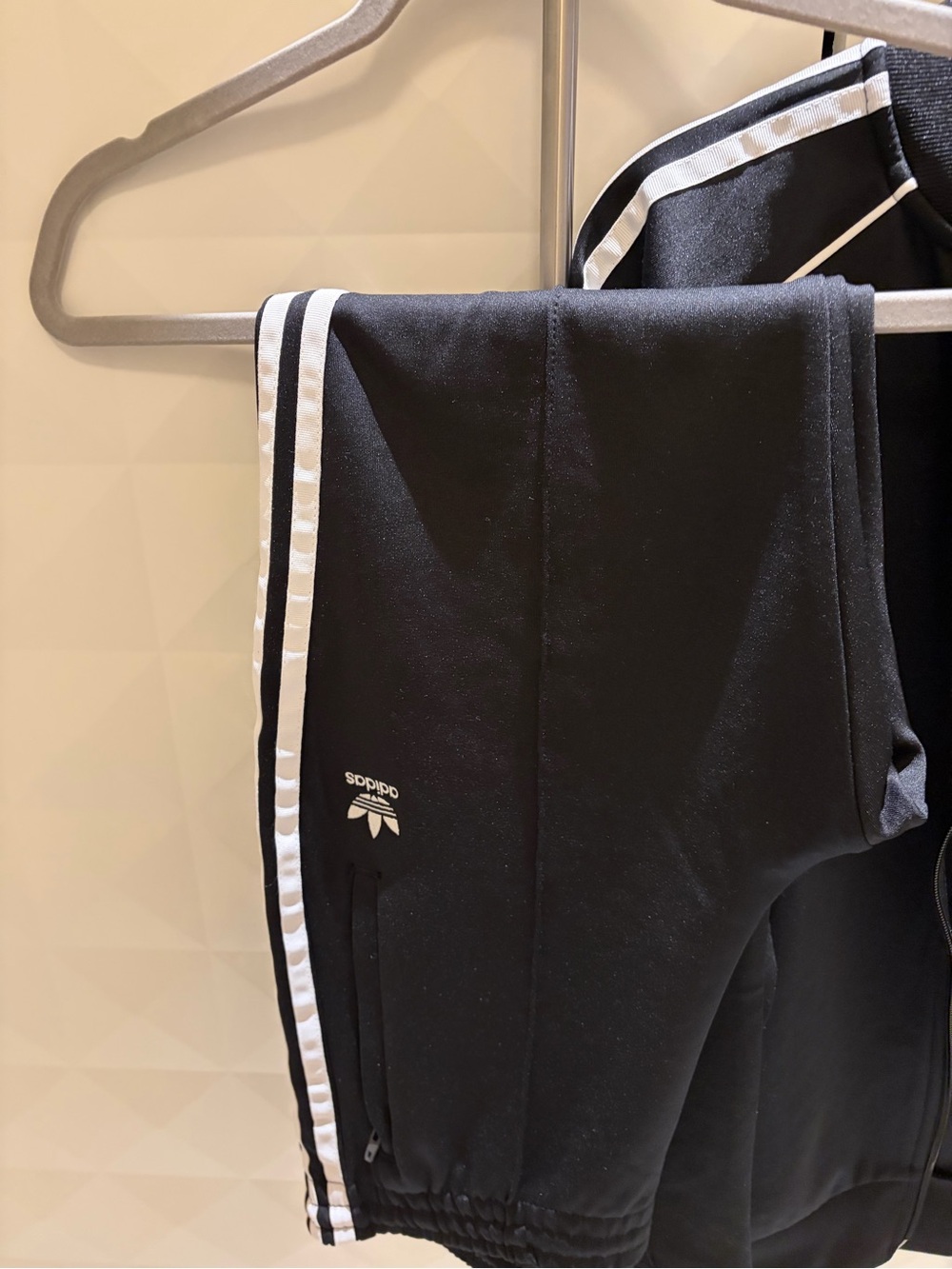 Adidas Women’s Black Track Jacket and Pants with White Three Stripes - Picture 2 of 3